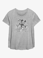 Disney Mickey Mouse & Pluto Flower Pals Sketch Girls T-Shirt Plus