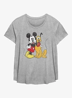 Disney Mickey Mouse & Pluto Me And My Best Friend Girls T-Shirt Plus