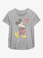 Disney Mickey Mouse Classic Distressed Heart Girls T-Shirt Plus