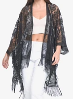 Black Lace Boho Fringe Kimono