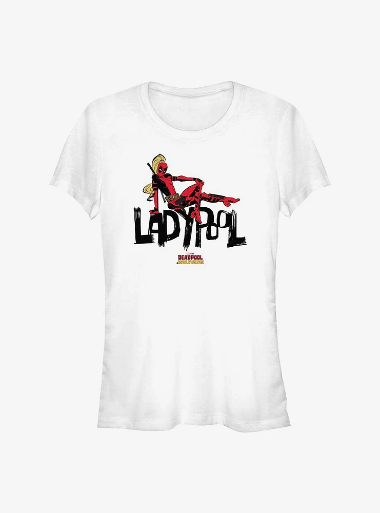 Marvel Deadpool & Wolverine Relaxing Ladypool Girls T-Shirt