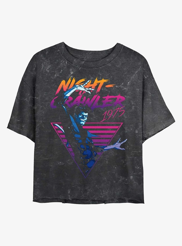 X-Men Retro Nightcrawler Girls Mineral Wash Crop T-Shirt