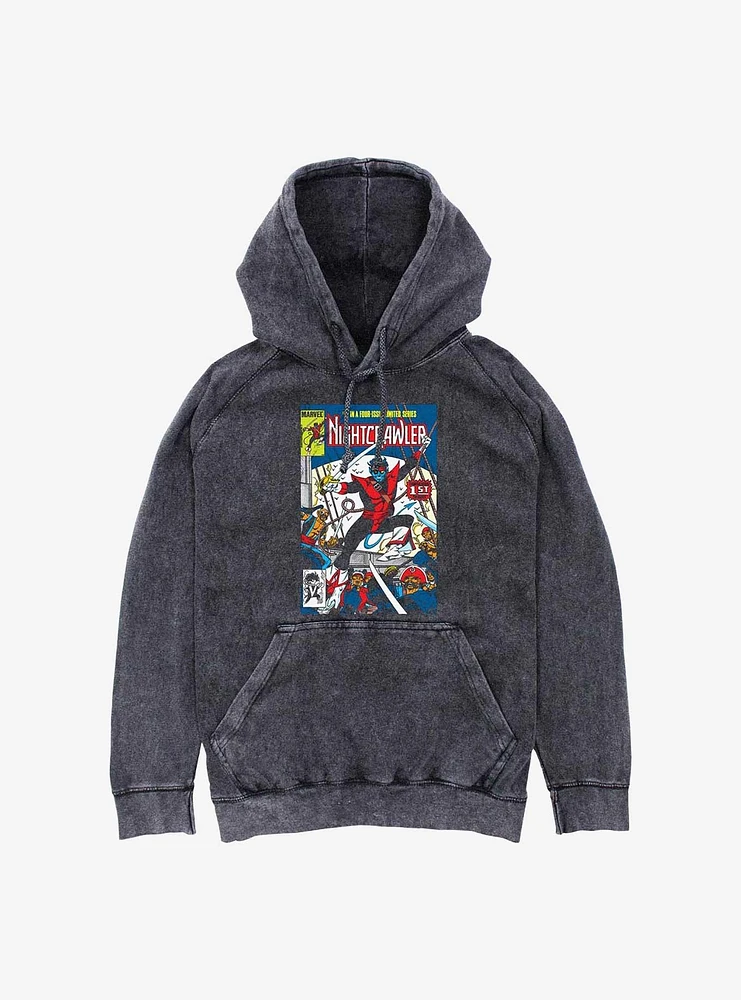 Marvel X-Men Nightcrawler Comic Cover Mineral Wash Hoodie