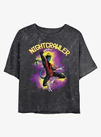 X-Men Nightcrawler Leap Girls Mineral Wash Crop T-Shirt