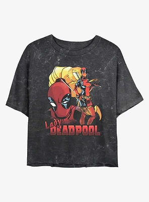 Marvel Lady Deadpool Girls Mineral Wash Crop T-Shirt