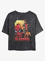 Marvel Lady Deadpool Girls Mineral Wash Crop T-Shirt