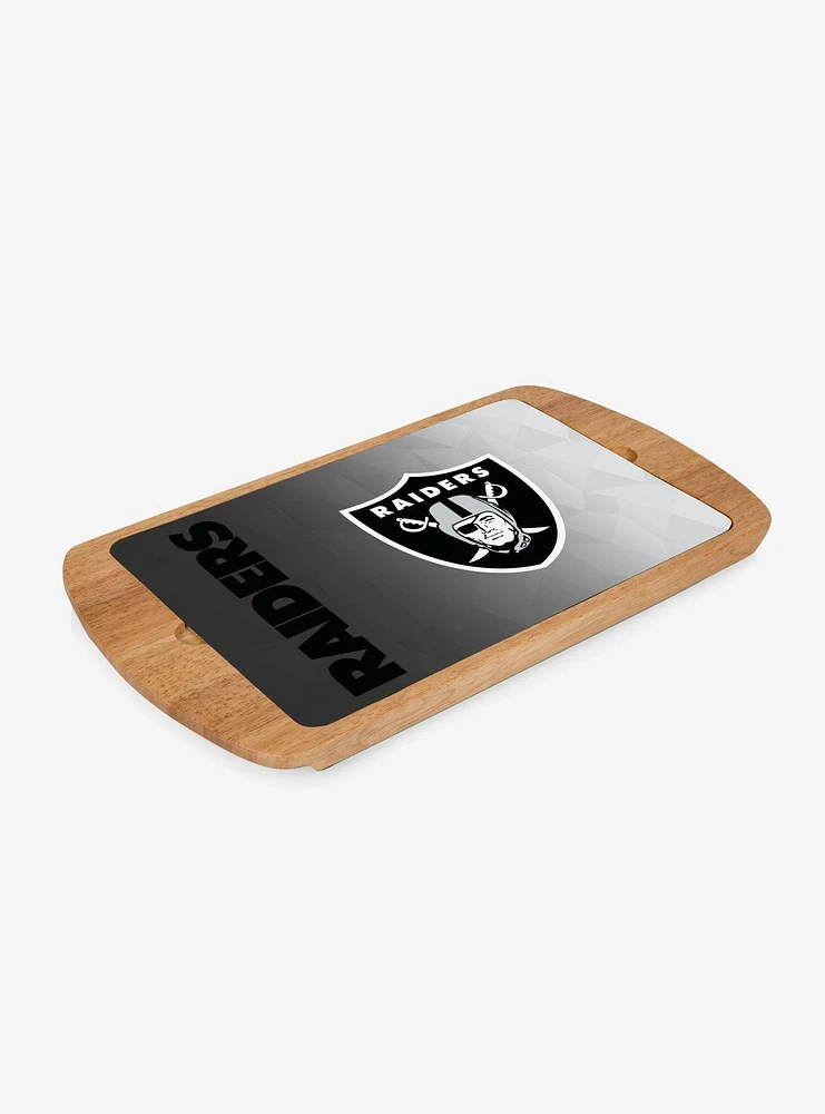 NFL Las Vegas Raiders Football Field Glass Top Cutting Board