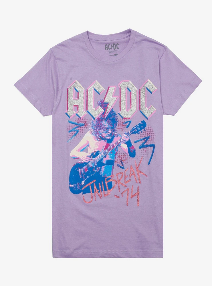 AC/DC Jailbreak '74 Glitter Relaxed Fit Girls T-Shirt