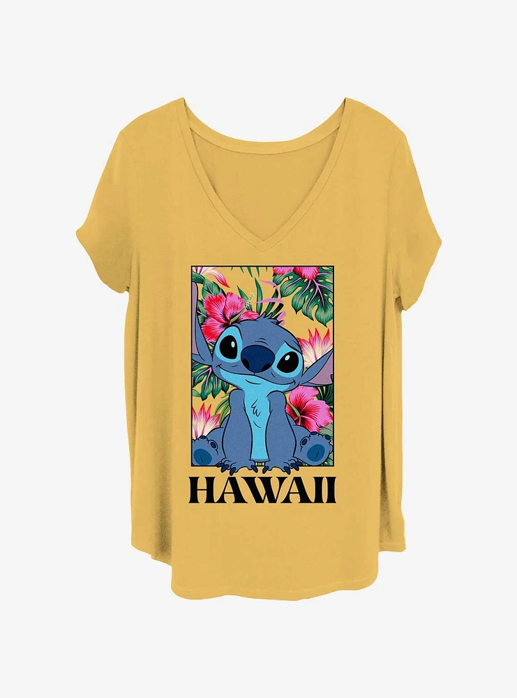 Disney Lilo & Stitch Floral Frame Girls T-Shirt Plus