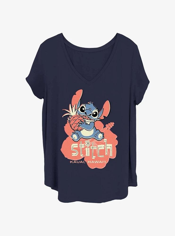 Disney Lilo & Stitch With Pineapple Girls T-Shirt Plus