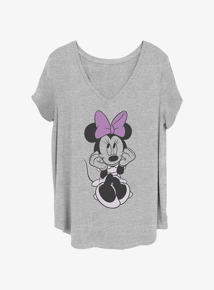 Disney Minnie Mouse Cute Sitting Pose Girls T-Shirt Plus