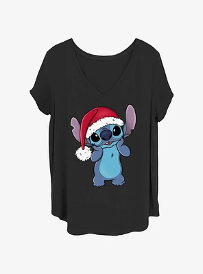 Disney Lilo & Stitch Santa Hat Girls T-Shirt Plus