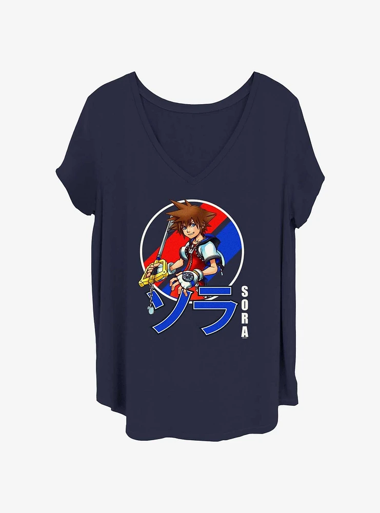 Disney Kingdom Hearts Sora Classic Anime Girls T-Shirt Plus