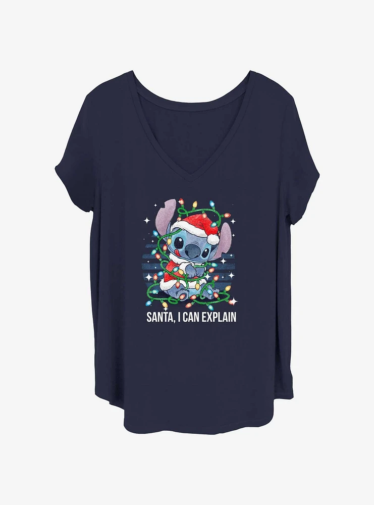 Disney Lilo & Stitch Xmas Lights Girls T-Shirt Plus