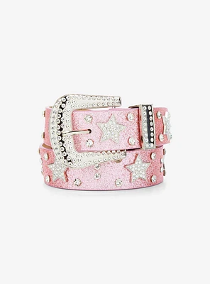 Pink Glitter Star Bling Belt