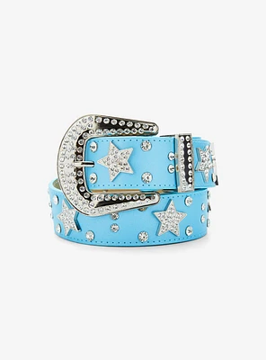 Light Blue Star Stud Bling Belt