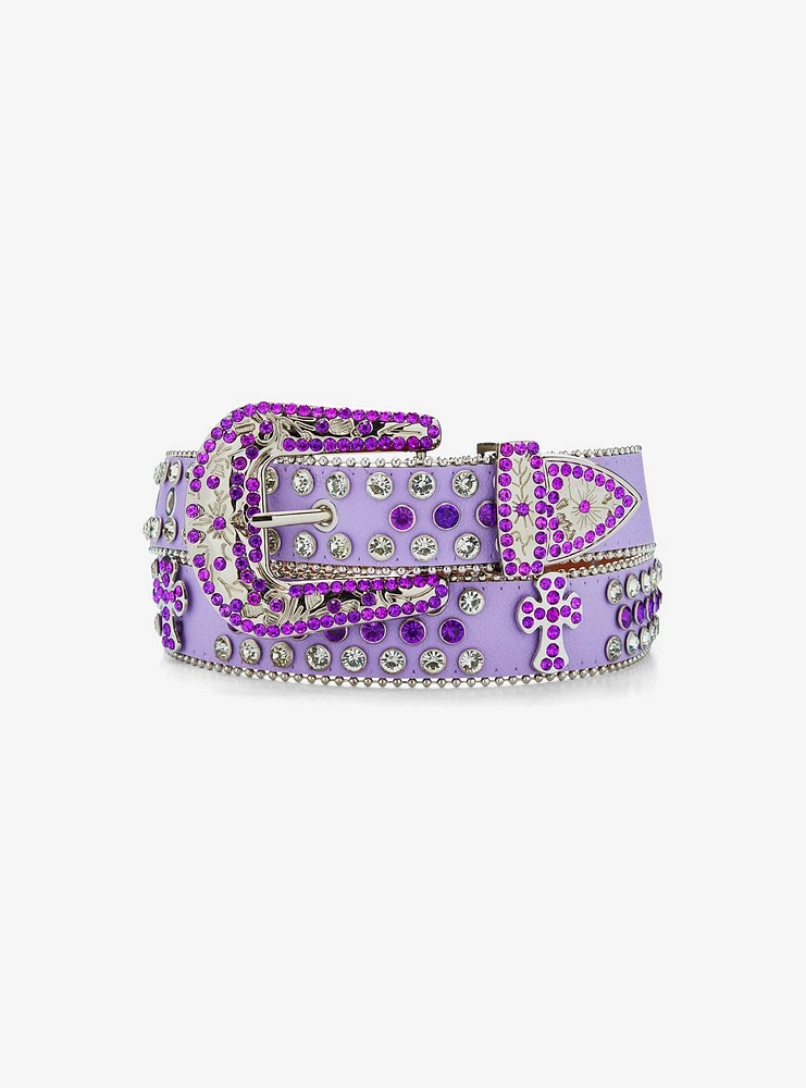 Purple Cross Bling Belt