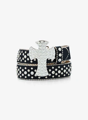 Black & Silver Bling Cross Stud Belt