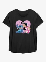 Disney Lilo & Stitch Valentines Kisses Girls T-Shirt Plus