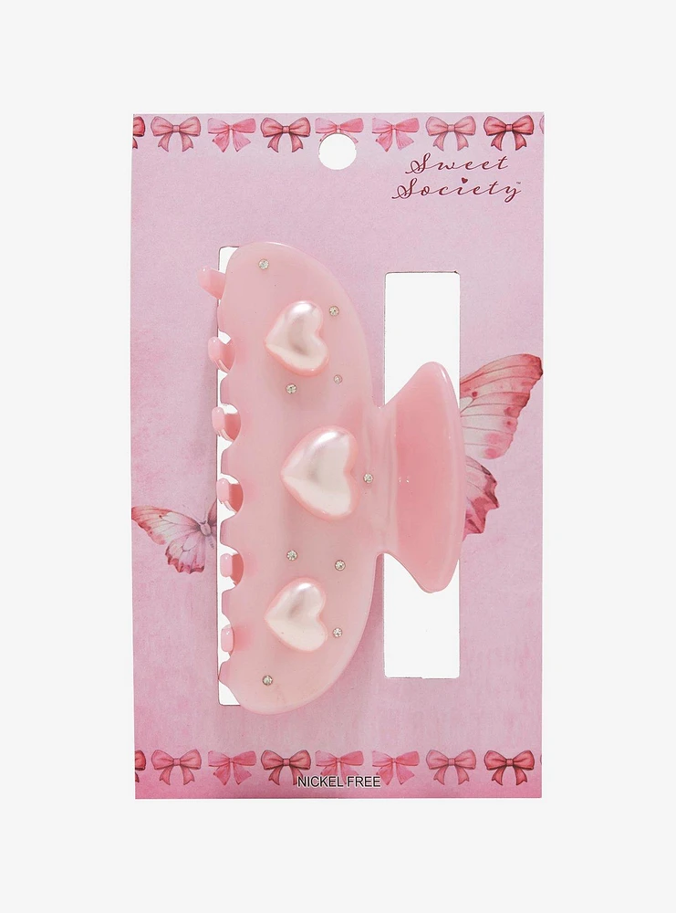 Sweet Society Pink Heart Rhinestone Claw Hair Clip