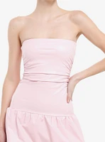 Pastel Pink Bubble Hem Mini Dress