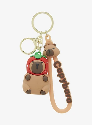 Strawberry Capybara Wrist Key Chain