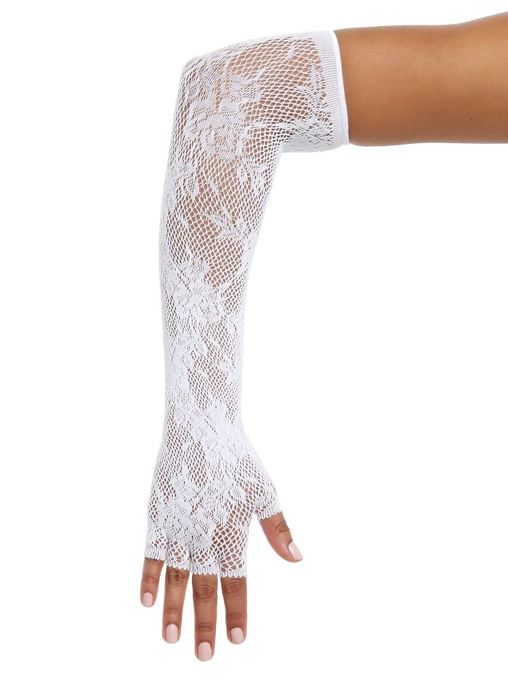 White Lace Floral Arm Warmers