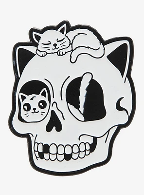 Cats On Skull Enamel Pin