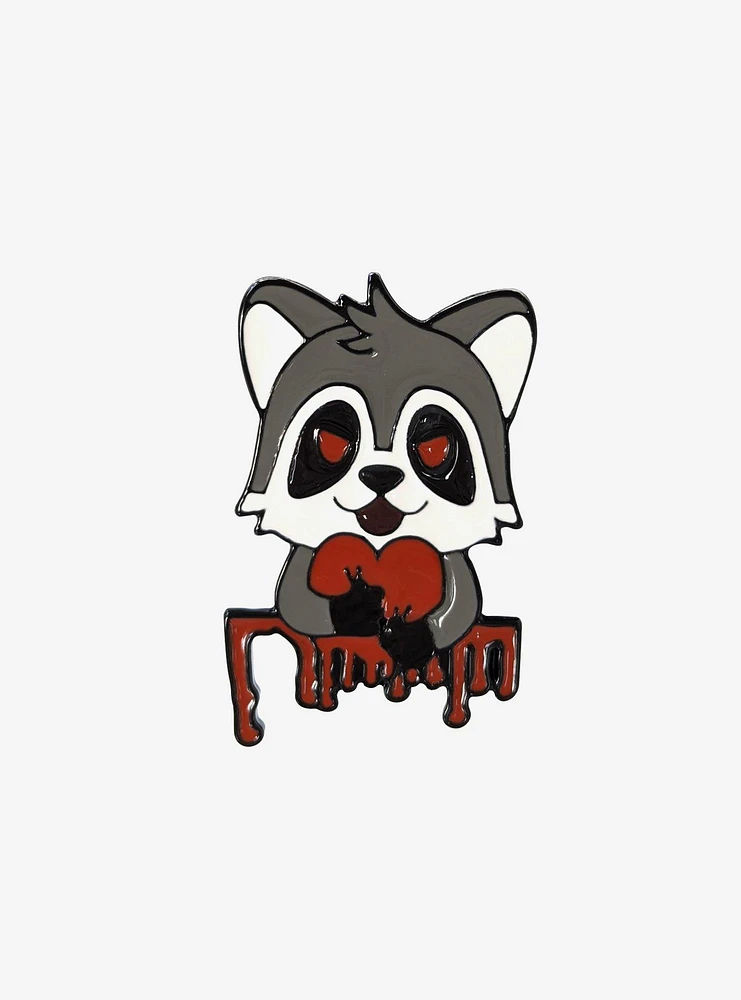 Raccoon Hugging Heart Enamel Pin