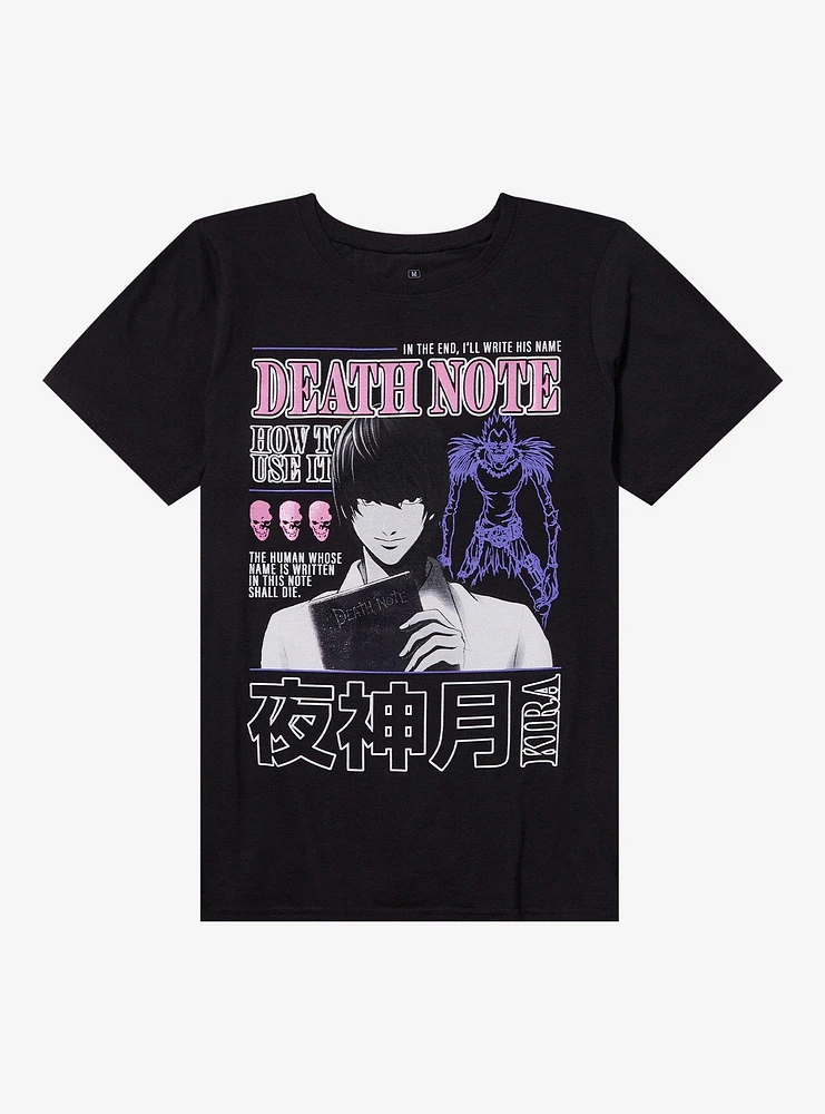 Death Note Light Kira Magazine Boyfriend Fit Girls T-Shirt