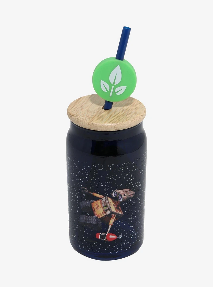 Disney Pixar WALL-E EVE & WALL-E Stars Glass Cup with Straw - BoxLunch Exclusive