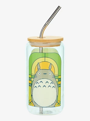 Studio Ghibli® My Neighbor Totoro Stained Glass Totoro Portrait Glass Tumbler with Straw - BoxLunch Exclusive