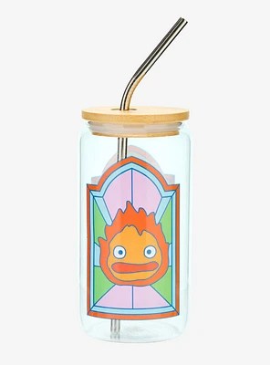 Studio Ghibli® Howl's Moving Castle Calcifer Stained Glass Portrait Glass Tumbler with Straw - BoxLunch Exclusive
