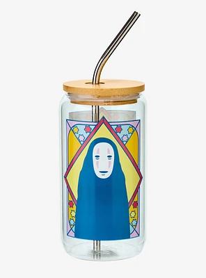 Studio Ghibli® Spirited Away No Face Stained Glass Portrait Glass Tumbler with Straw - BoxLunch Exclusive