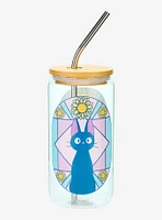 Studio Ghibli® Kiki's Delivery Service Jiji Stained Glass Portrait Glass Tumbler with Straw - BoxLunch Exclusive