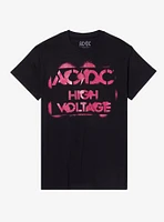 AC/DC High Voltage Pink Glitter Relaxed Fit Girls T-Shirt