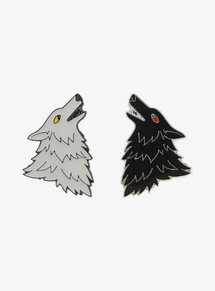 Black & White Wolf Enamel Pin Set