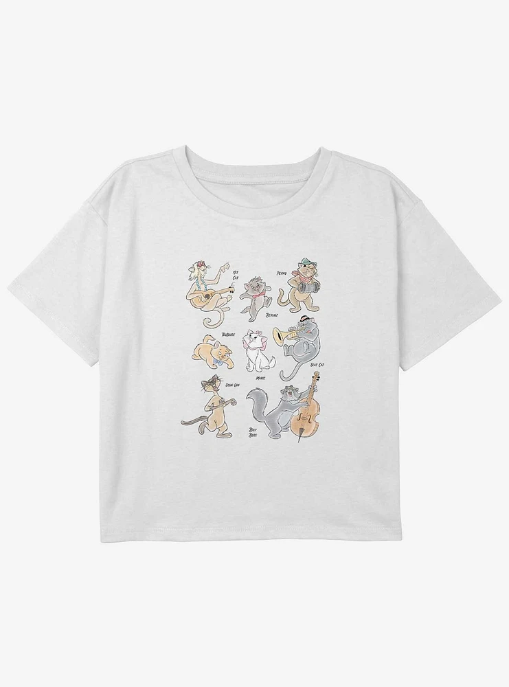 Disney The Aristocats Group Characters Youth Girls Boxy Crop T-Shirt