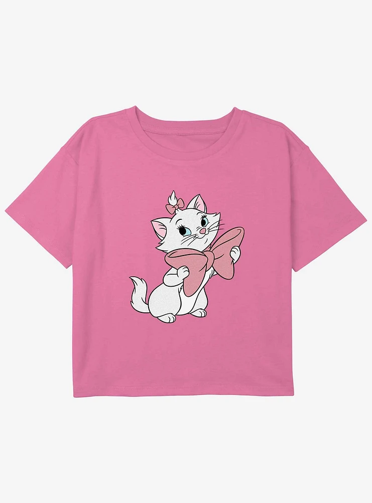 Disney The Aristocats Marie Cute Bow Smile  Youth Girls Boxy Crop T-Shirt