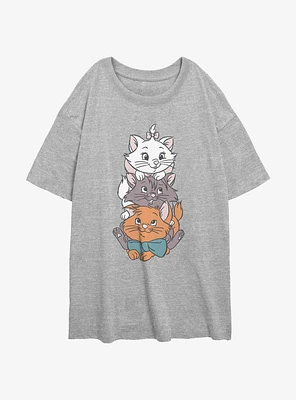 Disney The Aristocats Group Stack Kittens Cute Womens Oversized T-Shirt