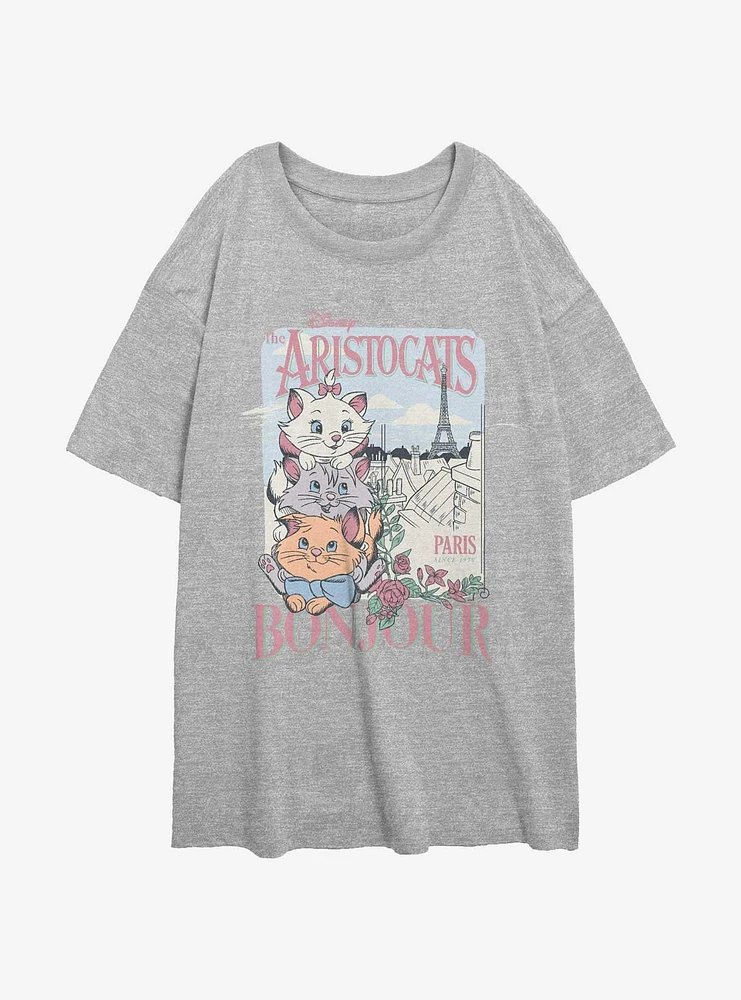 Disney The Aristocats Bonjour Kitten Poster Womens Oversized T-Shirt