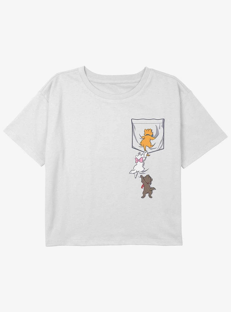 Disney The Aristocats Kitten Crawl Youth Girls Boxy Crop T-Shirt