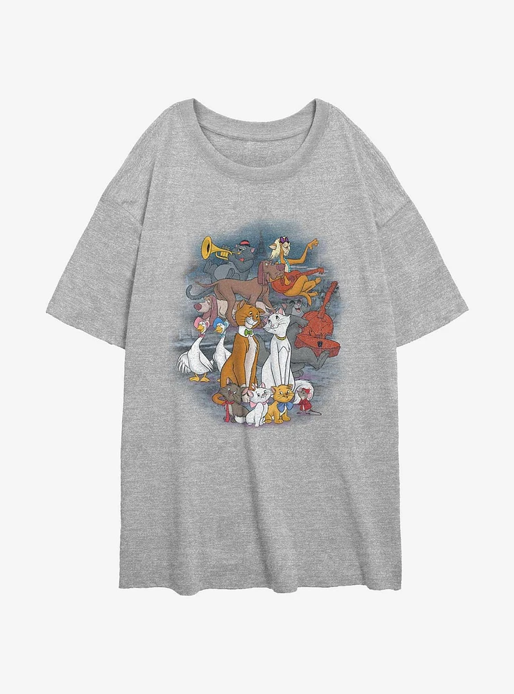 Disney The Aristocats Group Vignette Womens Oversized T-Shirt