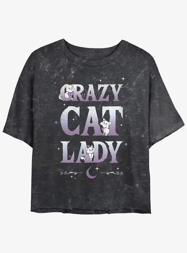 Disney The Aristocats Crazy Cat Lady Mineral Wash Womens Crop T-Shirt