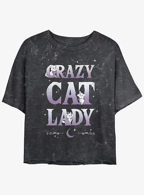 Disney The Aristocats Crazy Cat Lady Mineral Wash Womens Crop T-Shirt