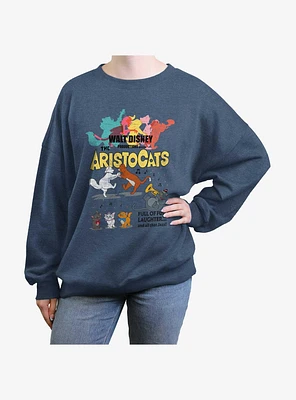 Disney The Aristocats Vintage Poster Womens Oversized Sweatshirt