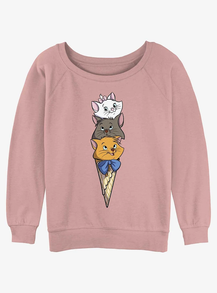 Disney The Aristocats Kitten Ice Cream Stack Womens Slouchy Sweatshirt