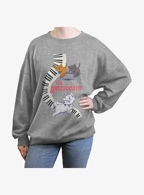 Disney The Aristocats Piano Kitten Group  Womens Oversized Sweatshirt