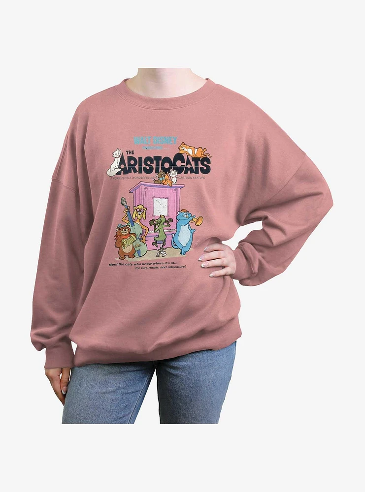 Disney The Aristocats Classic Poster Womens Oversized Sweatshirt