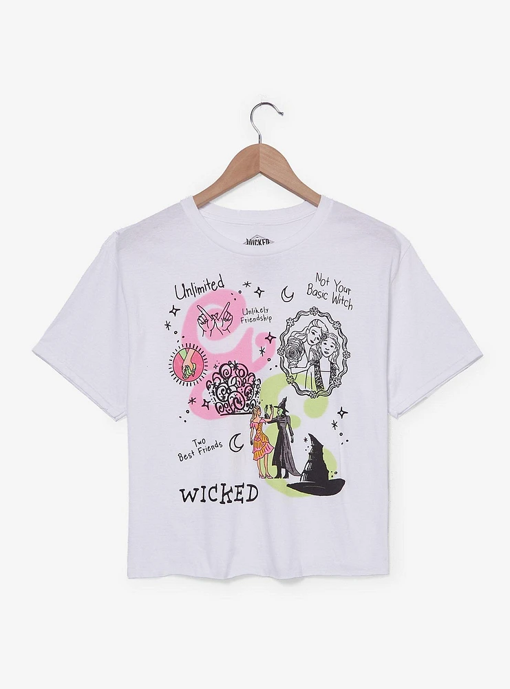 Wicked Elphaba & Glinda Doodle Icons Cropped Women's T-Shirt